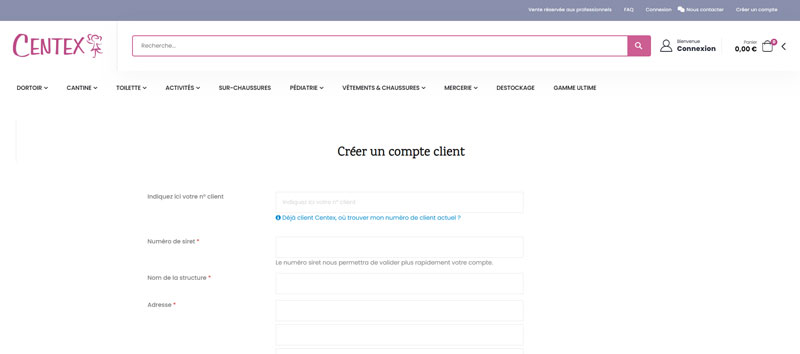 Centex account aanmaken